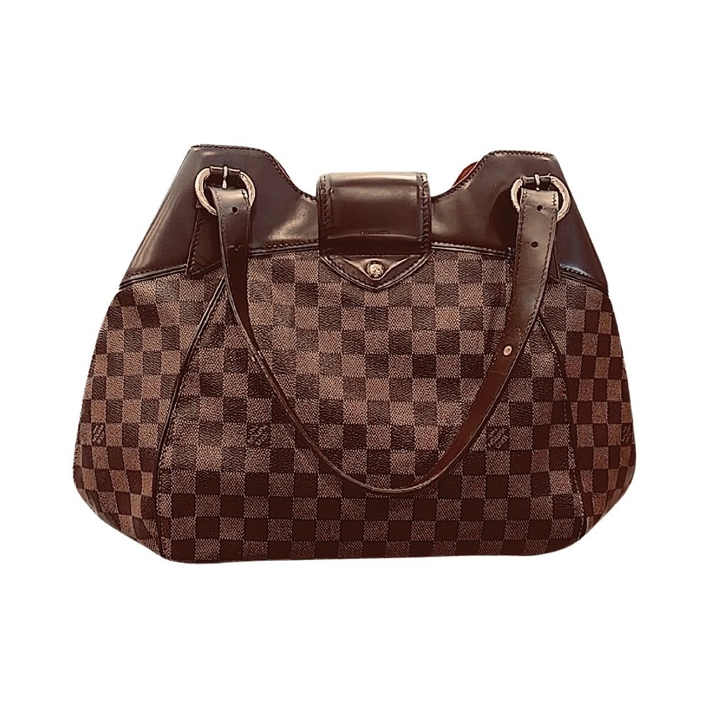 Louis Vuitton Sistina GM Damier Ebene Shoulder Bag Brown LV Canvas Gold Clasp - Picture 8 of 15